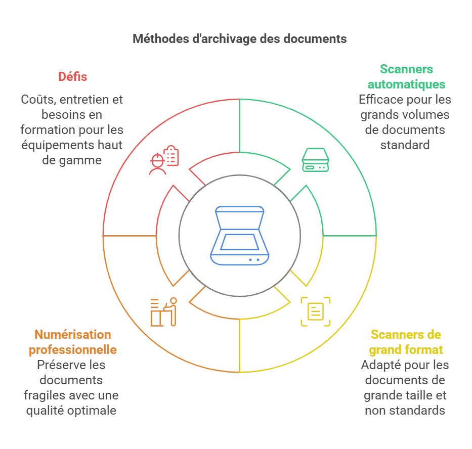 Schéma comparant les avantages et les limites des différentes méthodes d'archivage.